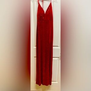 Red Long Sequin Prom Dress